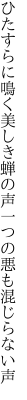 ひたすらに鳴く美しき蝉の声 一つの悪も混じらない声