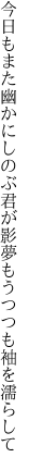 今日もまた幽かにしのぶ君が影 夢もうつつも袖を濡らして