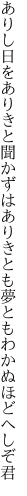 ありし日をありきと聞かずはありきとも 夢ともわかぬほどへしぞ君