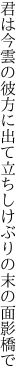 君は今雲の彼方に出て立ちし けぶりの末の面影橋で