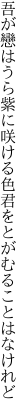 吾が戀はうら紫に咲ける色 君をとがむることはなけれど