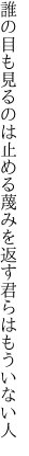 誰の目も見るのは止める蔑みを 返す君らはもういない人