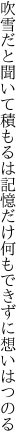 吹雪だと聞いて積もるは記憶だけ 何もできずに想いはつのる