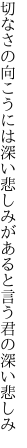 切なさの向こうには深い悲しみが あると言う君の深い悲しみ