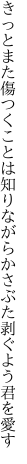 きっとまた傷つくことは知りながら かさぶた剥ぐよう君を愛す