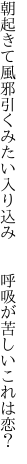 朝起きて風邪引くみたい入り込み   呼吸が苦しいこれは恋？