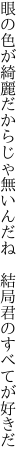 眼の色が綺麗だからじゃ無いんだね 　結局君のすべてが好きだ