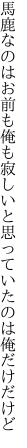 馬鹿なのはお前も俺も寂しいと 思っていたのは俺だけだけど