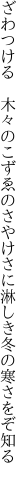 ざわつける 木々のこずゑのさやけさに 淋しき冬の寒さをぞ知る