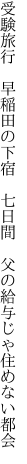 受験旅行 早稲田の下宿 七日間  父の給与じゃ住めない都会