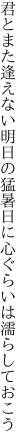 君とまた逢えない明日の猛暑日に 心ぐらいは濡らしておこう