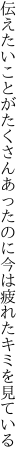 伝えたいことがたくさんあったのに今は 疲れたキミを見ている