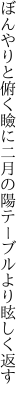 ぼんやりと俯く瞼に二月の陽 テーブルより眩しく返す