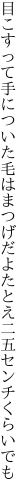 目こすって手についた毛はまつげだよ たとえ二五センチくらいでも