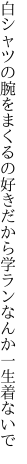 白シャツの腕をまくるの好きだから 学ランなんか一生着ないで