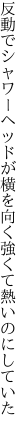 反動でシャワーヘッドが横を向く 強くて熱いのにしていた