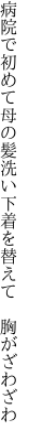 病院で初めて母の髪洗い 下着を替えて　胸がざわざわ