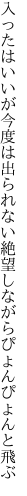 入ったはいいが今度は出られない 絶望しながらぴょんぴょんと飛ぶ