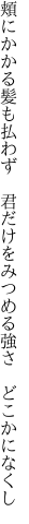 頬にかかる髪も払わず 君だけを みつめる強さ どこかになくし