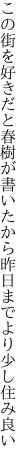 この街を好きだと春樹が書いたから 昨日までより少し住み良い