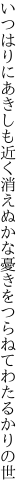 いつはりにあきしも近く消えぬかな 憂きをつらねてわたるかりの世