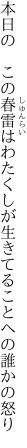 本日の この春雷はわたくしが 生きてることへの誰かの怒り