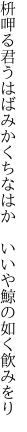 枡呷る君うはばみかくちなはか　 いいや鯨の如く飮みをり