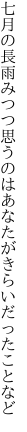 七月の長雨みつつ思うのは あなたがきらいだったことなど