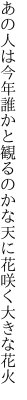 あの人は今年誰かと観るのかな 天に花咲く大きな花火