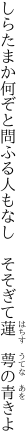 しらたまか何ぞと問ふる人もなし　 そそぎて蓮　萼の青きよ