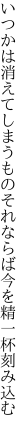 いつかは消えてしまうものそれならば 今を精一杯刻み込む
