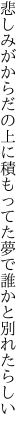 悲しみがからだの上に積もってた 夢で誰かと別れたらしい