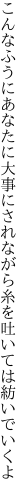 こんなふうにあなたに大事にされながら 糸を吐いては紡いでいくよ