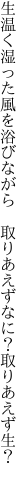 生温く湿った風を浴びながら  取りあえずなに？取りあえず生？