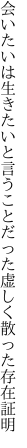 会いたいは生きたいと言うことだった 虚しく散った存在証明