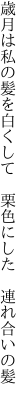 歳月は私の髪を白くして  栗色にした 連れ合いの髪