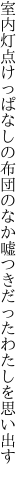 室内灯点けっぱなしの布団のなか 嘘つきだったわたしを思い出す