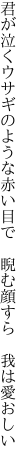 君が泣くウサギのような赤い目で 　睨む顔すら　我は愛おしい