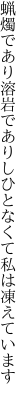 蝋燭であり溶岩でありしひと なくて私は凍えています