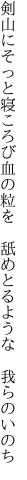 剣山にそっと寝ころび血の粒を  舐めとるような 我らのいのち