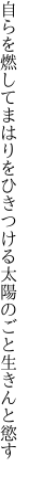 自らを燃してまはりをひきつける 太陽のごと生きんと慾す