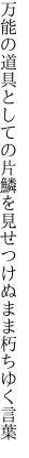 万能の道具としての片鱗を 見せつけぬまま朽ちゆく言葉