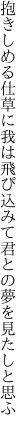 抱きしめる仕草に我は飛ぴ込みて 君との夢を見たしと思ふ