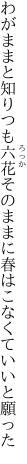 わがままと知りつも六花そのままに 春はこなくていいと願った