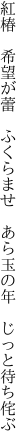 紅椿 希望が蕾 ふくらませ 　あら玉の年 じっと待ち侘ぶ