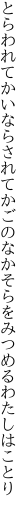 とらわれてかいならされてかごのなか そらをみつめるわたしはことり