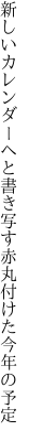 新しいカレンダーへと書き写す 赤丸付けた今年の予定