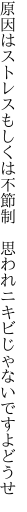 原因はストレスもしくは不節制  思われニキビじゃないですよどうせ