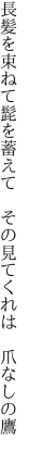 長髪を束ねて髭を蓄えて  その見てくれは 爪なしの鷹