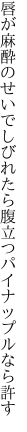 唇が麻酔のせいでしびれたら 腹立つパイナップルなら許す